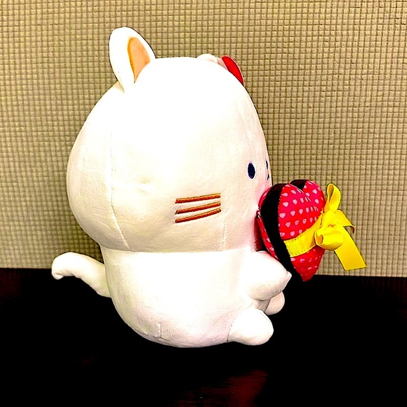 Mimicoco Luna Cat Weighted Plushie Soft Cozy White & Red Valentine’s Plushie NWT - Picture 3 of 5